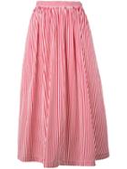 Rossella Jardini - Striped Full Skirt - Women - Cotton - 40, Red, Cotton