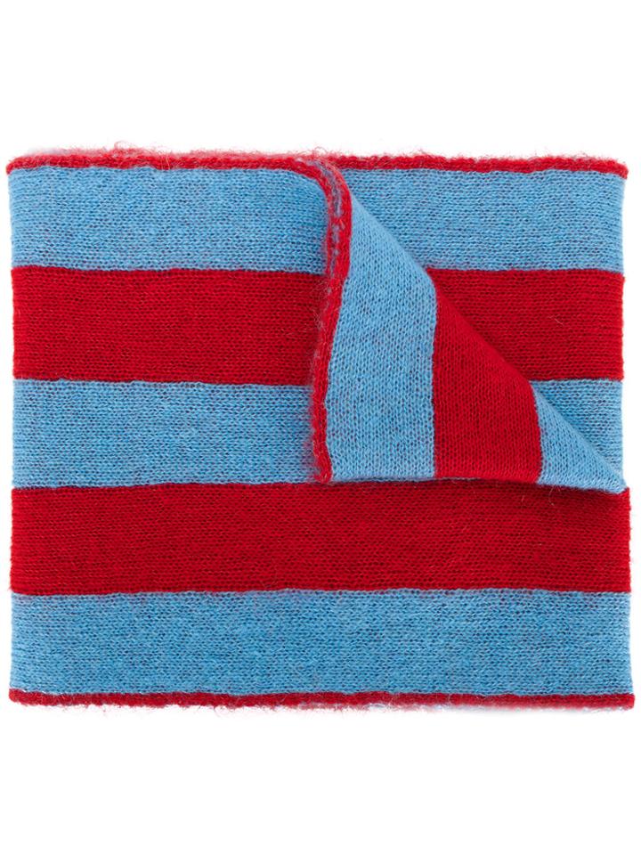 Msgm Star Embroidered Scarf - Blue