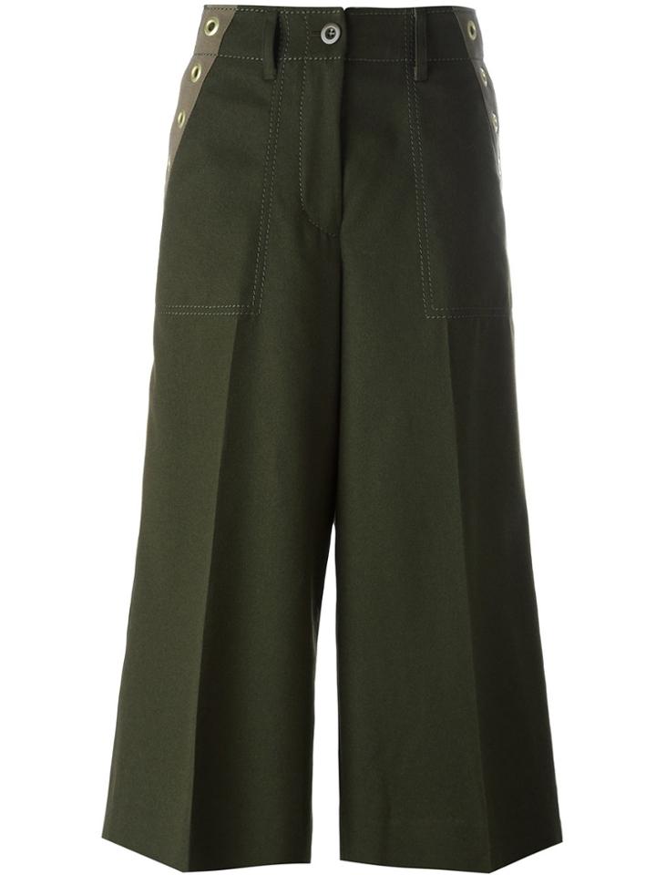 Sacai Grommet Trim Culottes - Green