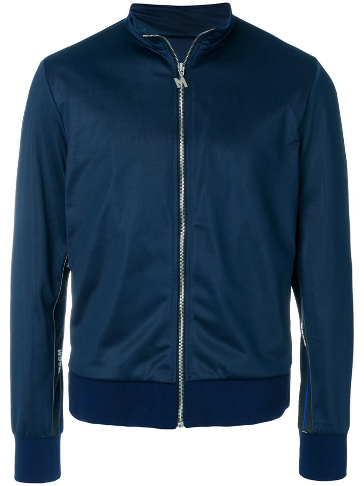 Msgm Zip Front Bomber Jacket - Blue
