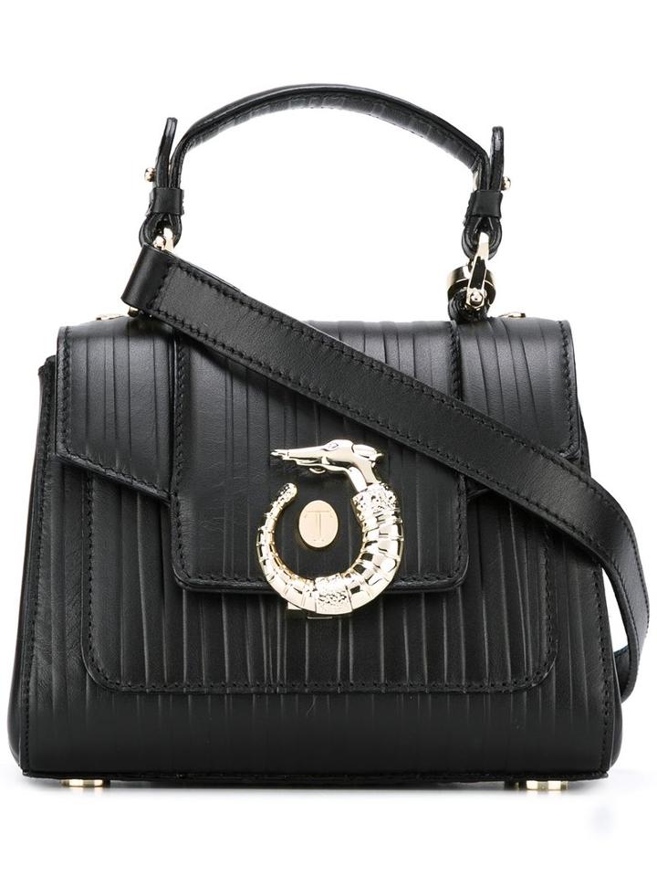 Trussardi Logo Plaque Crossbody Bag, Women's, Black, Leather