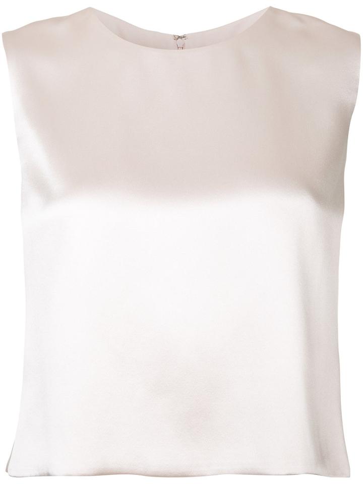 Brandon Maxwell Cropped Blouse, Women's, Size: 4, Pink/purple, Silk