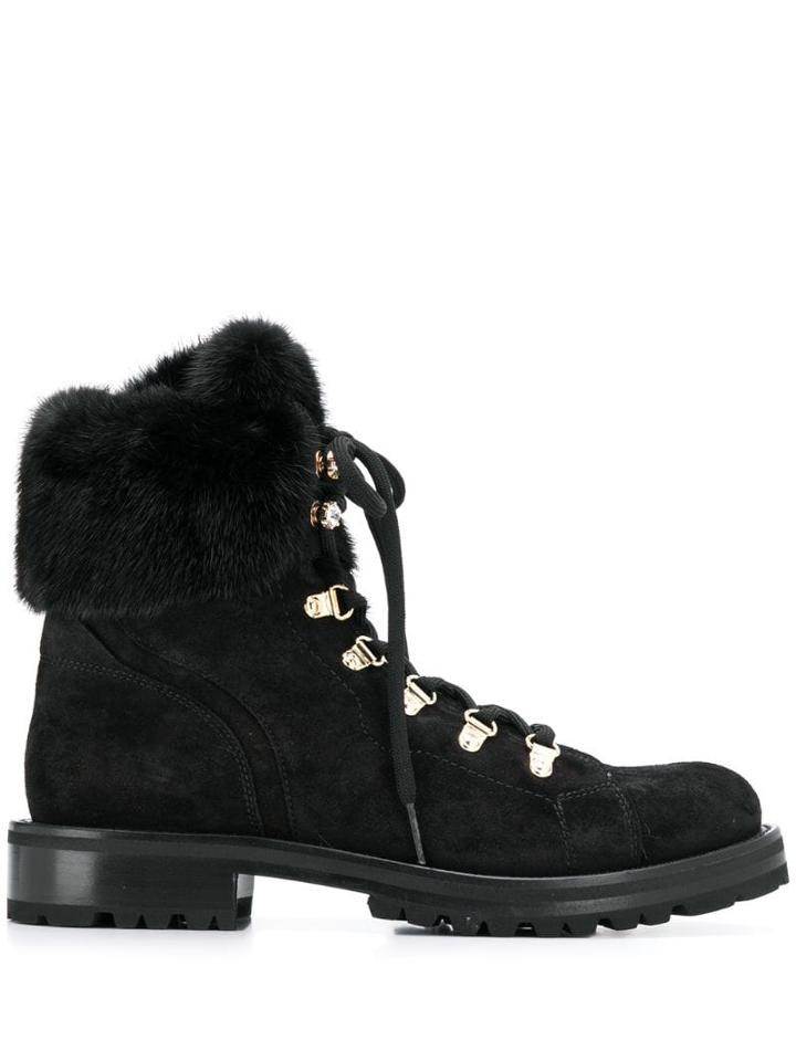 Ermanno Scervino Rabbit Fur Trim Boots - Black