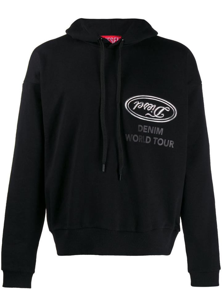 Diesel Red Tag Loose-fit Logo Hoodie - Black