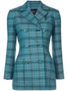 Proenza Schouler Plaid Double Breasted Blazer - Blue