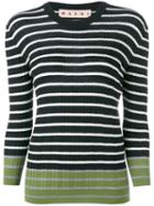 Marni - Striped Contrast Sweater - Women - Virgin Wool - 44, Black, Virgin Wool