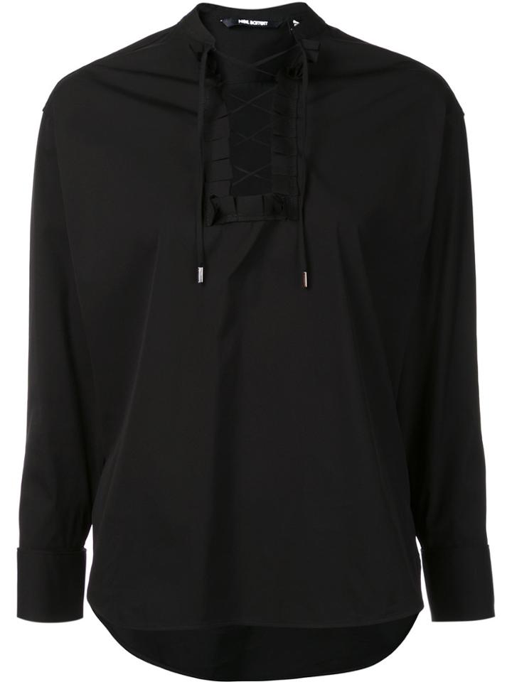 Neil Barrett Lace-up Shirt - Black
