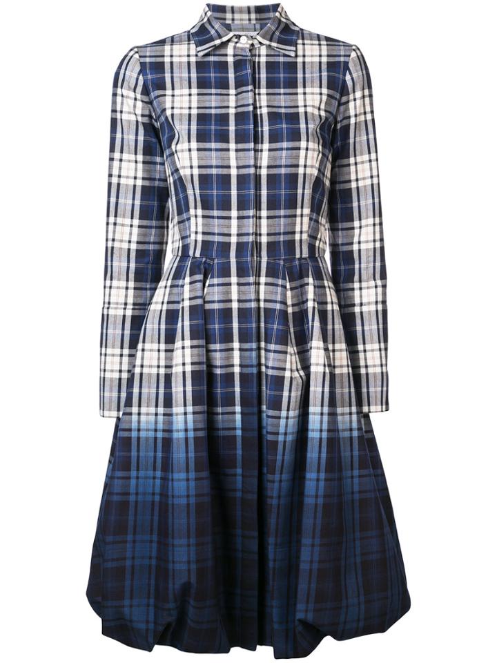 Oscar De La Renta Dip Dye Check Dress - Blue