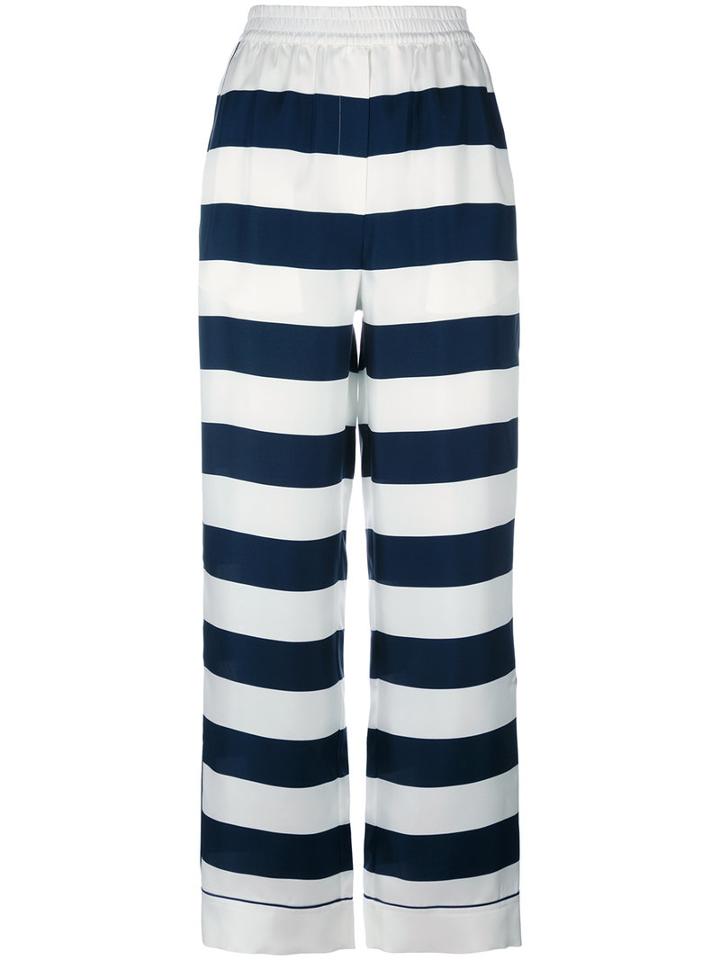 Dolce & Gabbana Striped Palazzo Pants, Women's, Size: 42, Blue, Silk