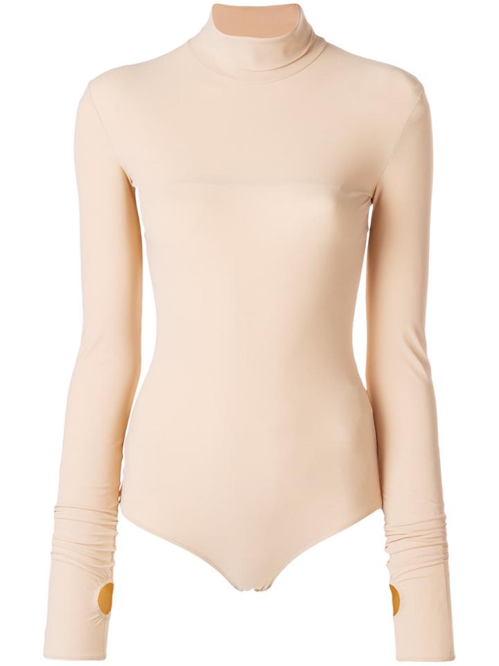 Mm6 Maison Margiela Longsleeved Turtle Neck Body - Nude & Neutrals