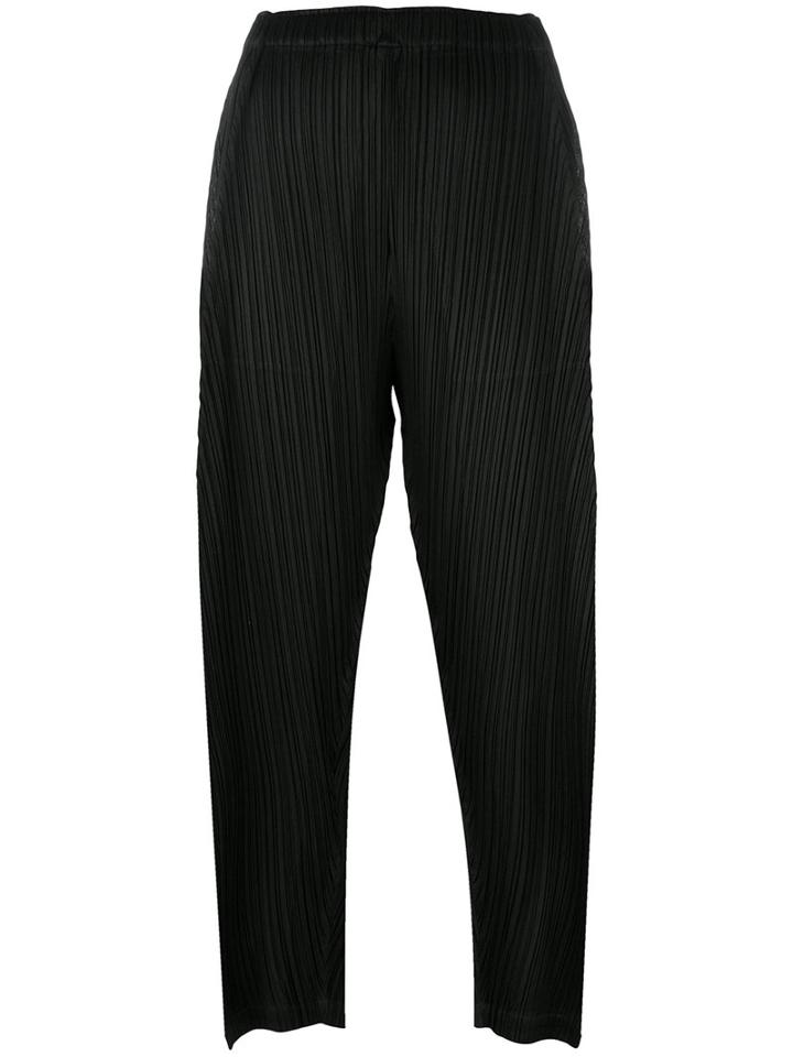 Pleats Please By Issey Miyake Pleated Trousers, Size: 3, Black, Polyester
