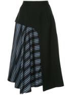 Ujoh Striped Panel Midi Skirt - Blue