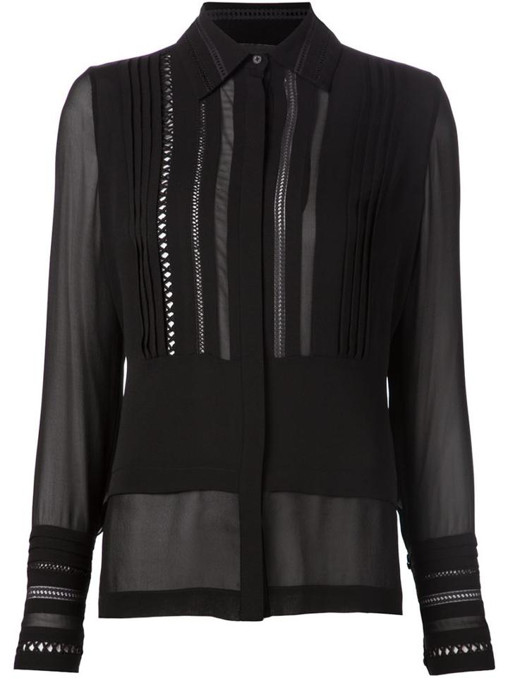 Yigal Azrouel Lace Trim Sheer Blouse