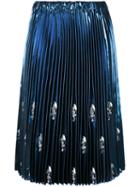 No21 - Embellished Pleated Skirt - Women - Polyester/polyurethane - 42, Blue, Polyester/polyurethane