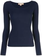 Michael Kors Collection Open Neck Ribbed Top - Black