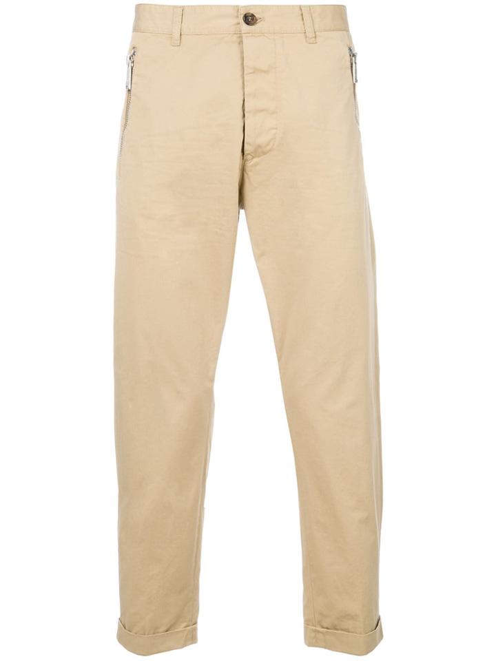 Dsquared2 Cropped Zip Trousers - Neutrals