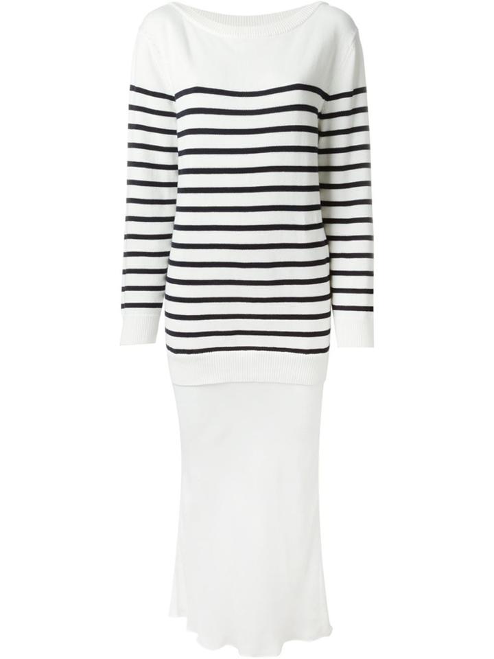 T By Alexander Wang Striped Knit Layered Dress - White