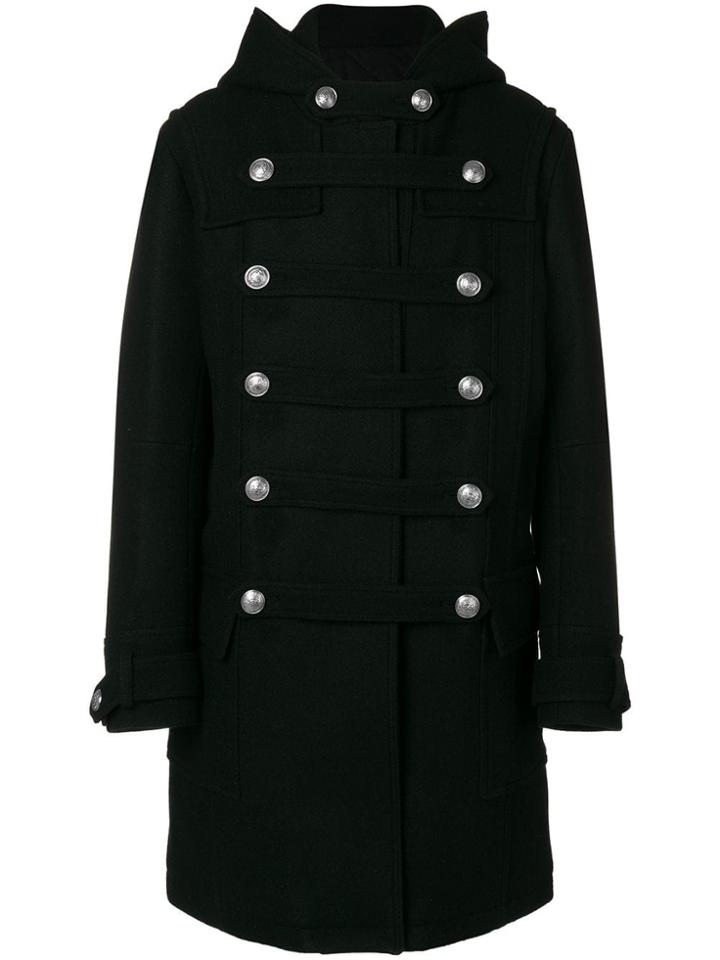 Balmain Double Breasted Duffle Coat - Black