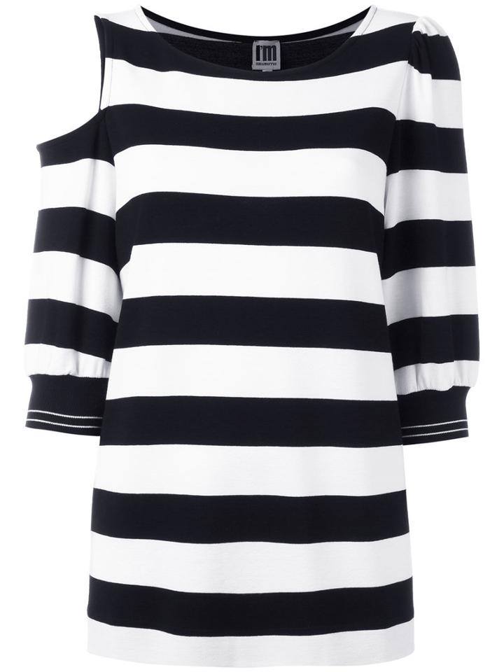 I'm Isola Marras Striped Cold Shoulder Top, Women's, Size: Large, Black, Viscose/polyimide/spandex/elastane