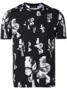 Neil Barrett Off-set Floral Print T-shirt - Black