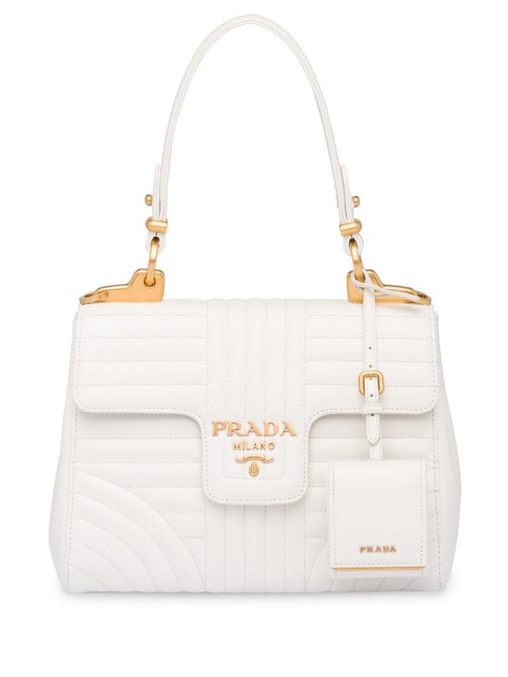 Prada Diagramme Leather Handbag - White
