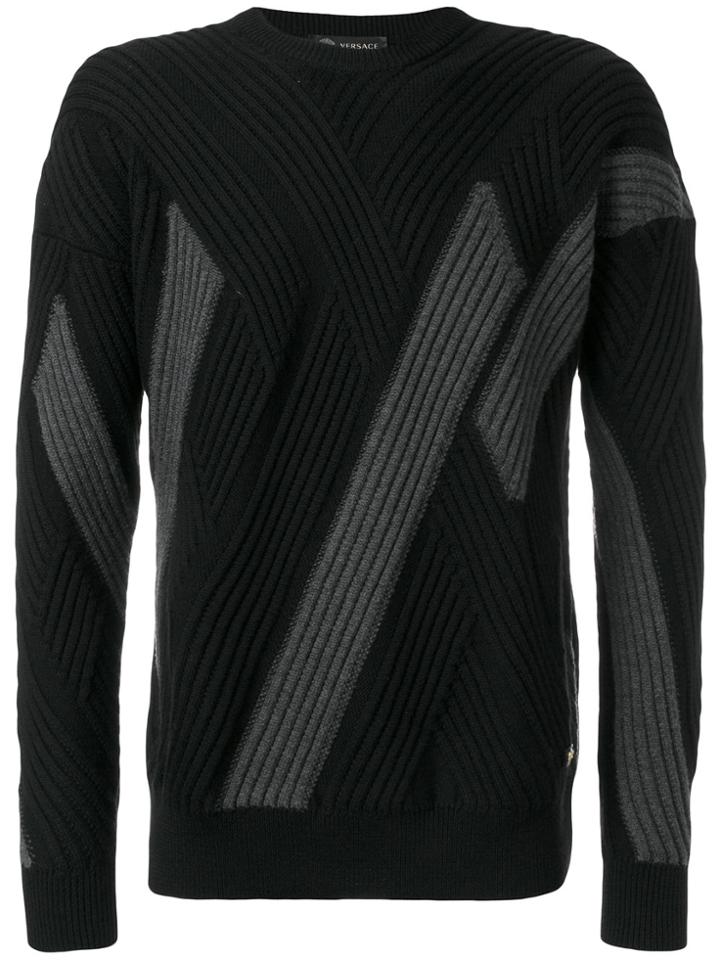 Versace Diagonal Ribs Jumper - Black