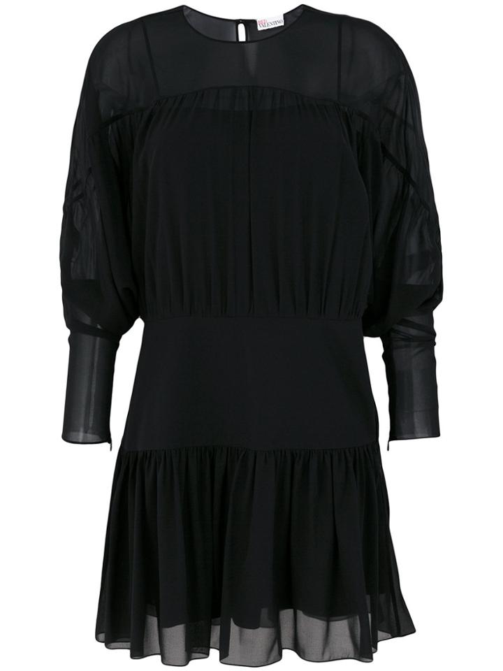 Red Valentino Pleat Detail Sheer Dress - Black