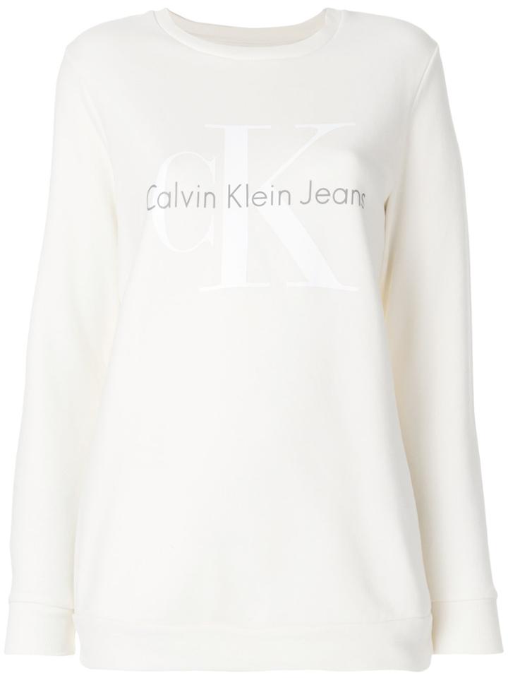 Calvin Klein Jeans Printed Logo Jumper - White