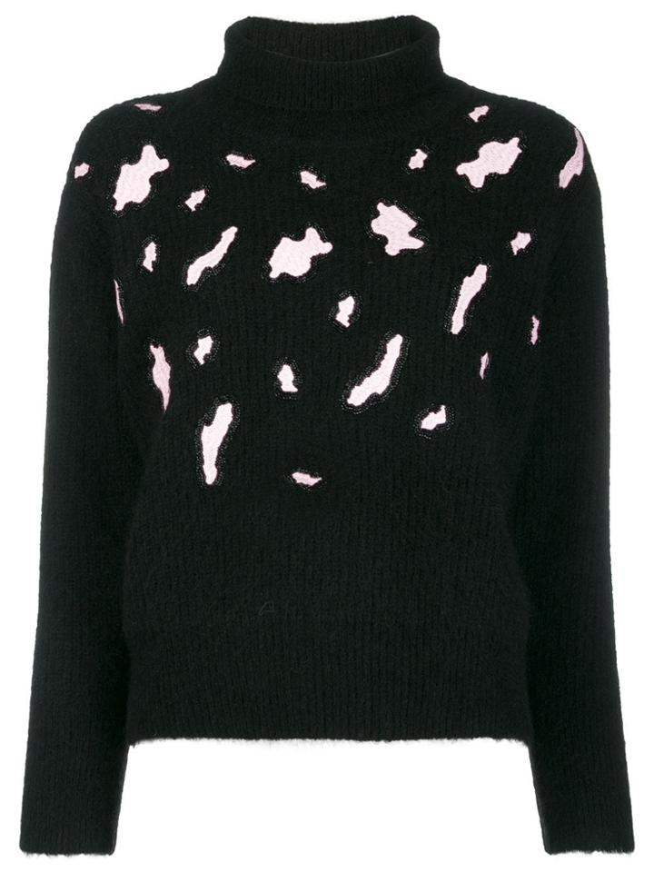 Sandro Paris Leopard Detail Jumper - Black