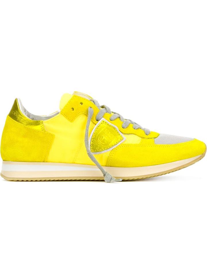 Philippe Model Logo Patch Sneakers, Women's, Size: 40, Yellow/orange, Nylon/suede/rubber