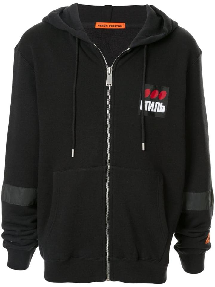 Heron Preston Logo Drawstring Hoodie - Black