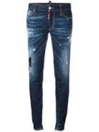 Dsquared2 Distressed Skinny Jeans, Women's, Size: 44, Blue, Elastodiene/cotton
