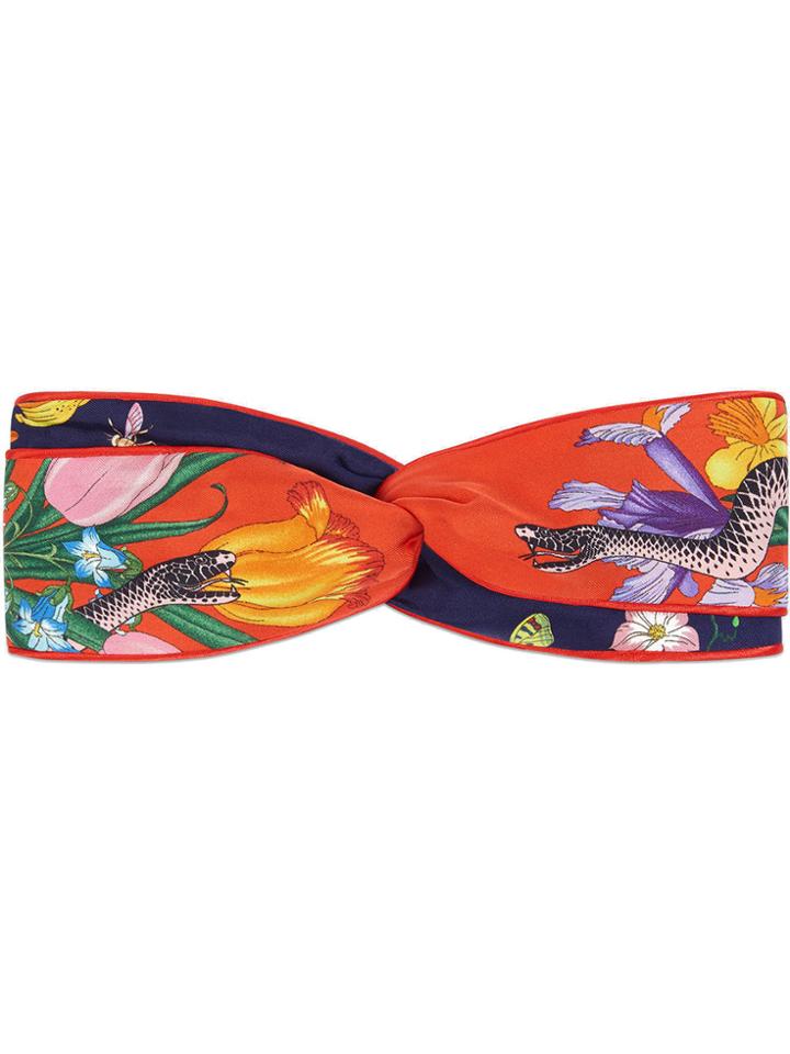 Gucci Flora Snake Print Headband - Red