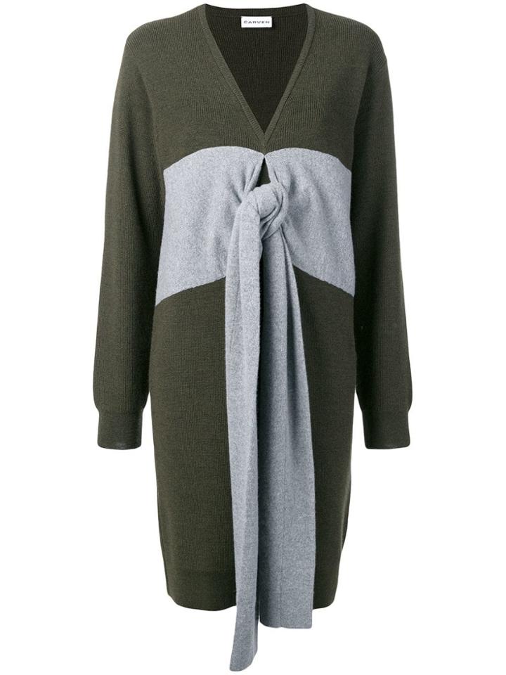 Carven Panelled Tie Jumper Dress - Green