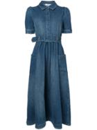 Co Denim Flared Midi Dress - Blue