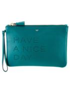 Anya Hindmarch 'have A Nice Day' Clutch, Women's, Green