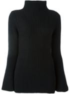 Moncler Ribbed Turtleneck Sweater, Women's, Size: Medium, Black, Virgin Wool