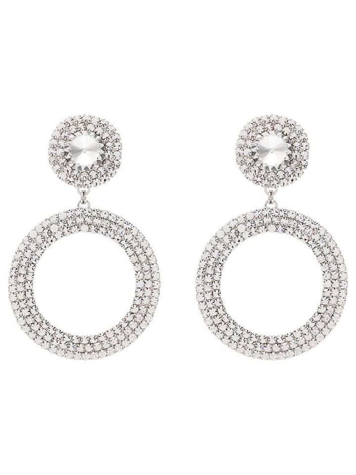 Alessandra Rich Embellished Drop Hoop Earrings - Metallic