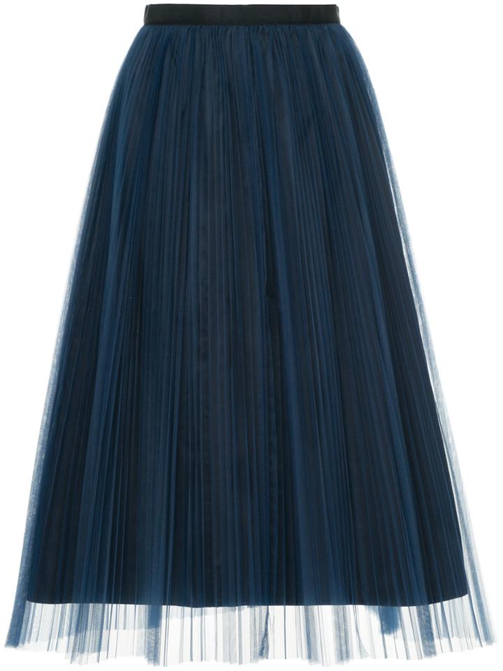 Muveil Tulle Midi Skirt - Blue