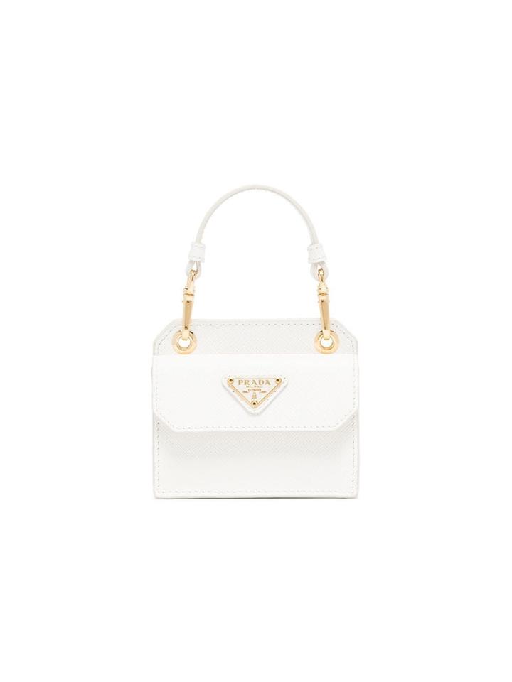 Prada White Logo Mini Leather Bag