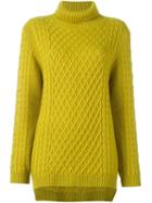 Chinti And Parker Funnel Neck Cable Jumper, Women's, Size: Large, Green, Merino