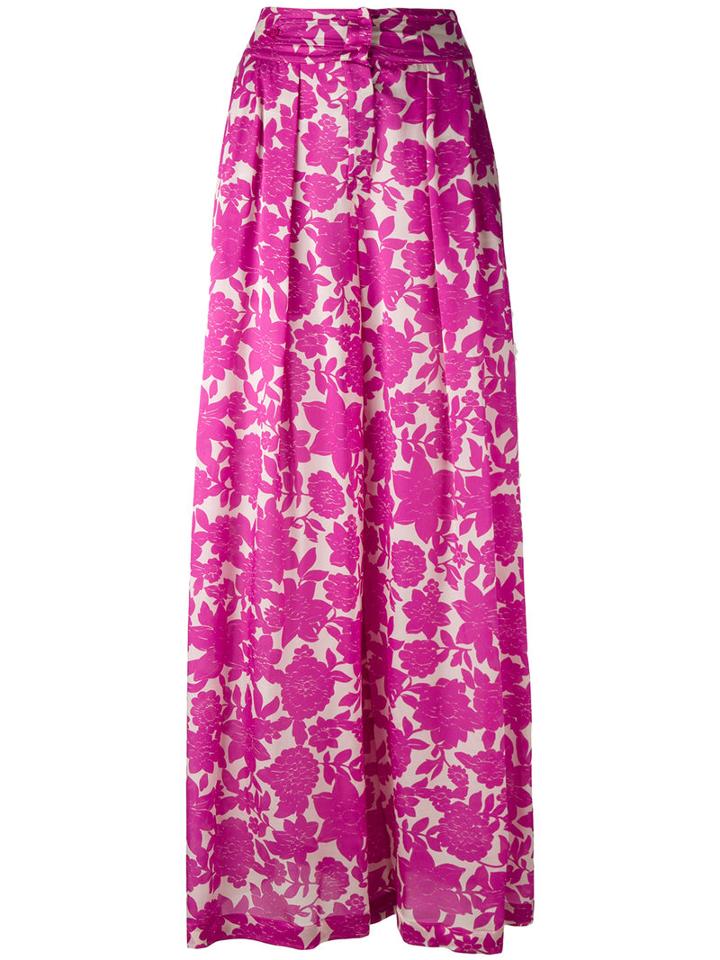 Floral-print Wide-leg Trousers - Women - Silk - 36, Pink/purple, Silk, Christian Wijnants