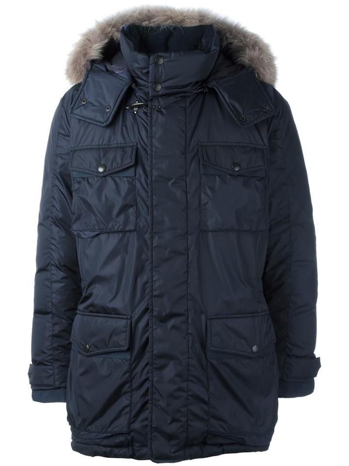 Fay Fur Hood Parka, Men's, Size: Xl, Blue, Feather Down/polyamide/coyote Fur