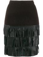 Yves Saint Laurent Pre-owned 1980's Fringed Knitted Skirt - Brown