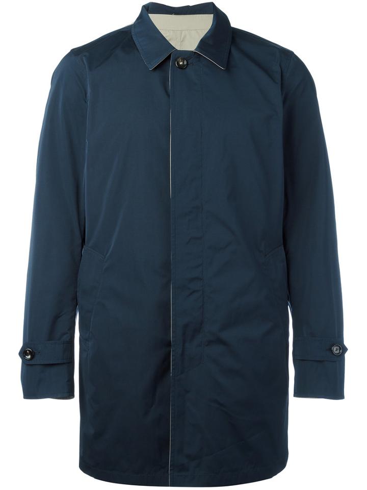 Borrelli Concealed Fastening Coat, Men's, Size: 54, Blue, Polyester