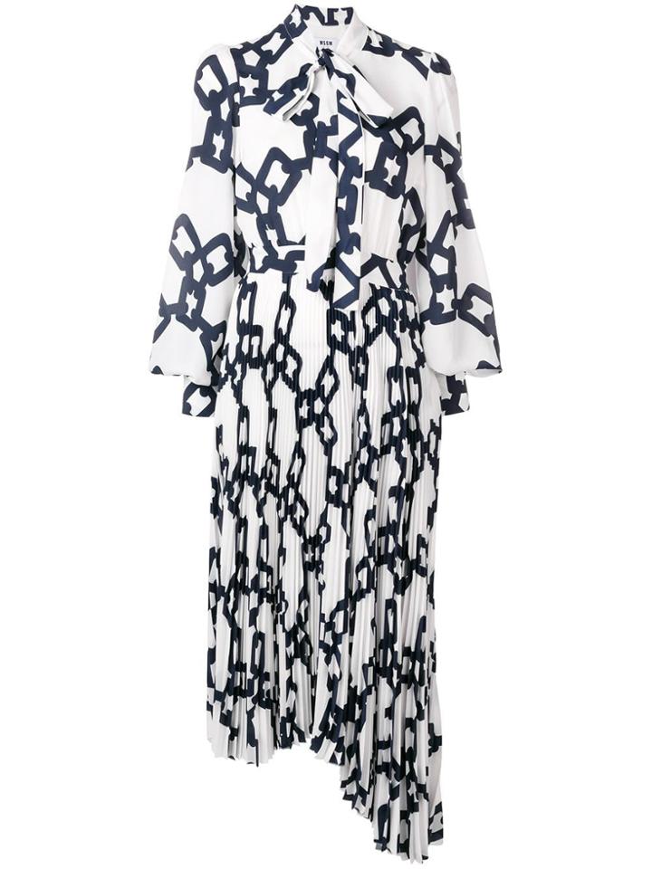 Msgm Loose Printed Dress - White