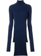 Jacquemus Ribbed Long Slit Turtleneck Jumper, Women's, Size: 40, Blue, Cotton/pbt Elite