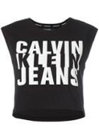 Calvin Klein Jeans Logo Print Tank Top, Women's, Size: Xs, Black, Cotton/spandex/elastane