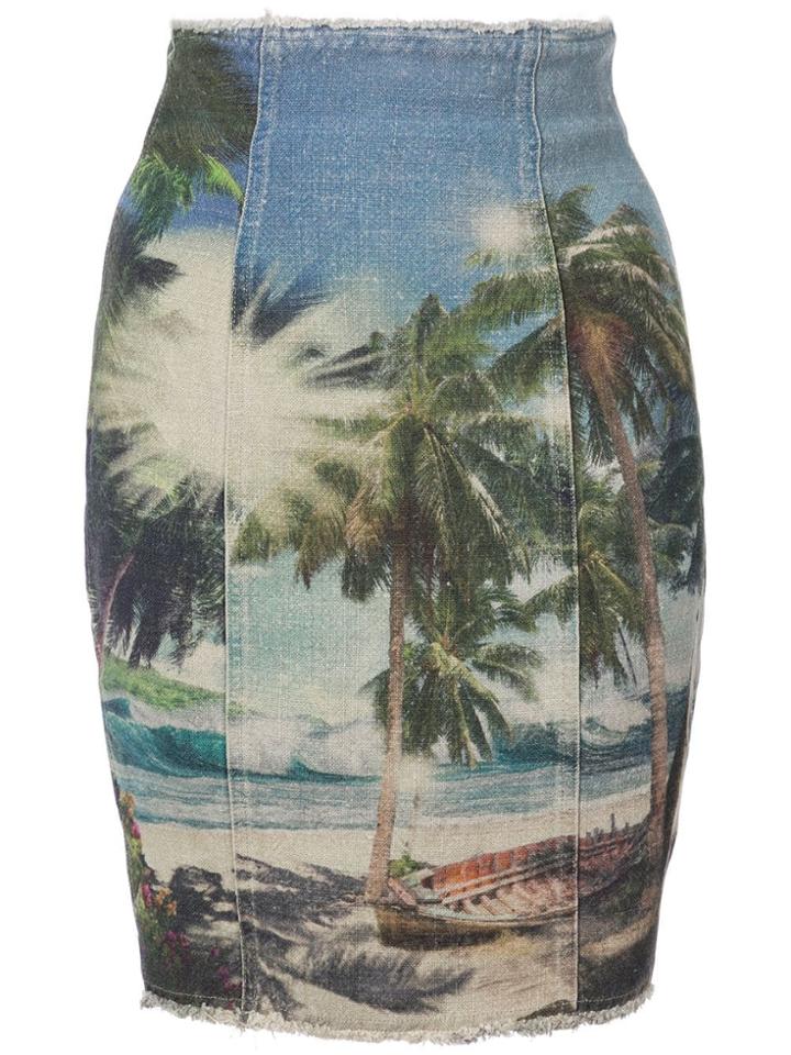 Balmain Printed Pencil Skirt - Multicolour