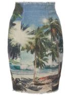 Balmain Printed Pencil Skirt - Multicolour